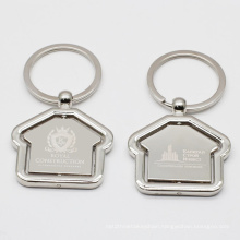 Cheap Customized Laser Printed Logo House Shaped Blank Metal Keyring